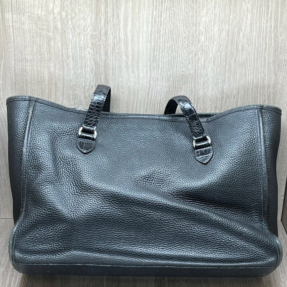 Brighton Womens Handbag Embossed Crocodile Leather Satchel Shoulder Bag Black - Picture 3 of 12